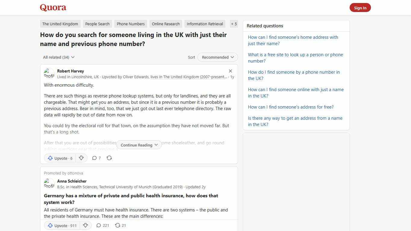 How to search for someone living in the UK with just their name and previous phone number - Quora