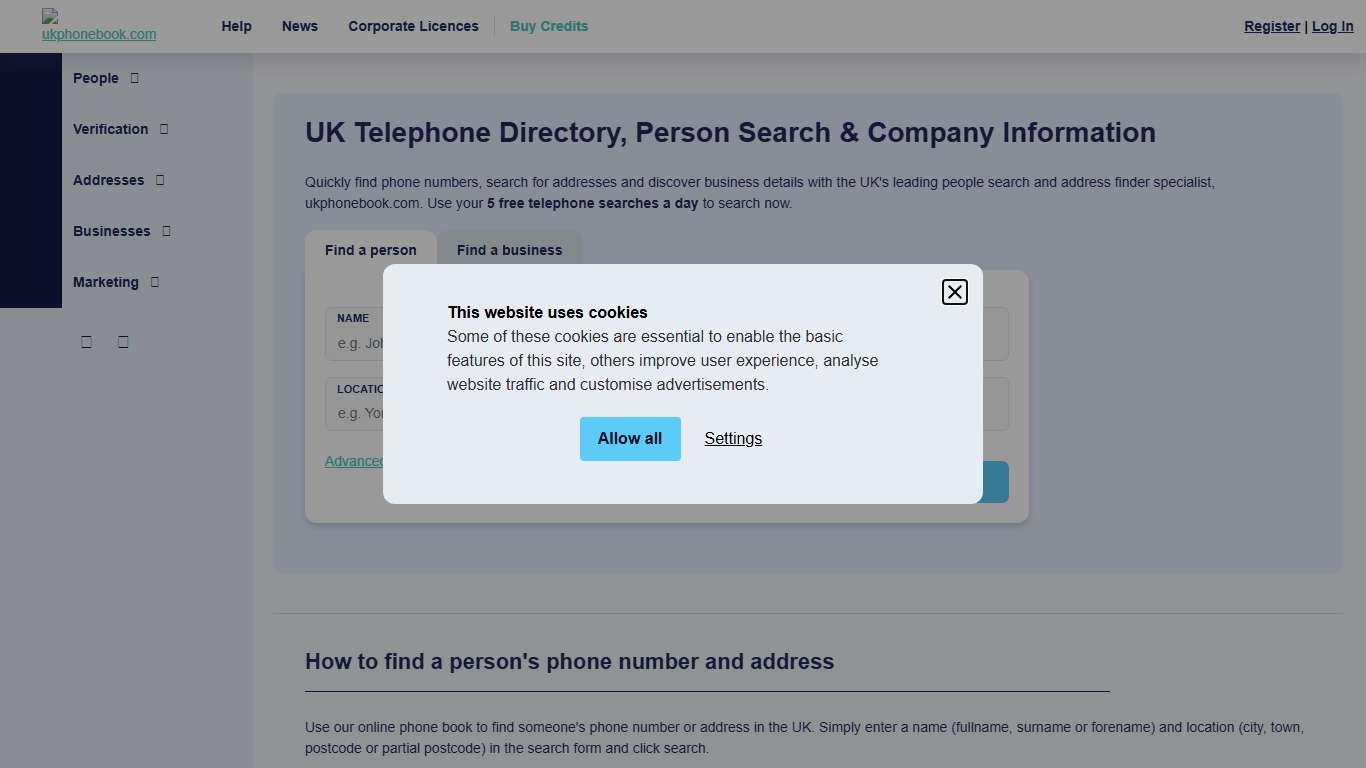 UK Telephone Directory, Person Search & Company Information | ukphonebook.com